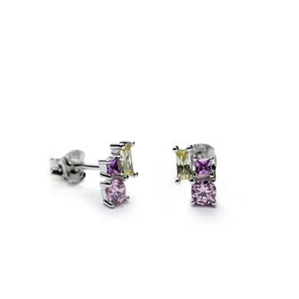 Pendientes pequeños con cuarzos adamantinos tonos rosados