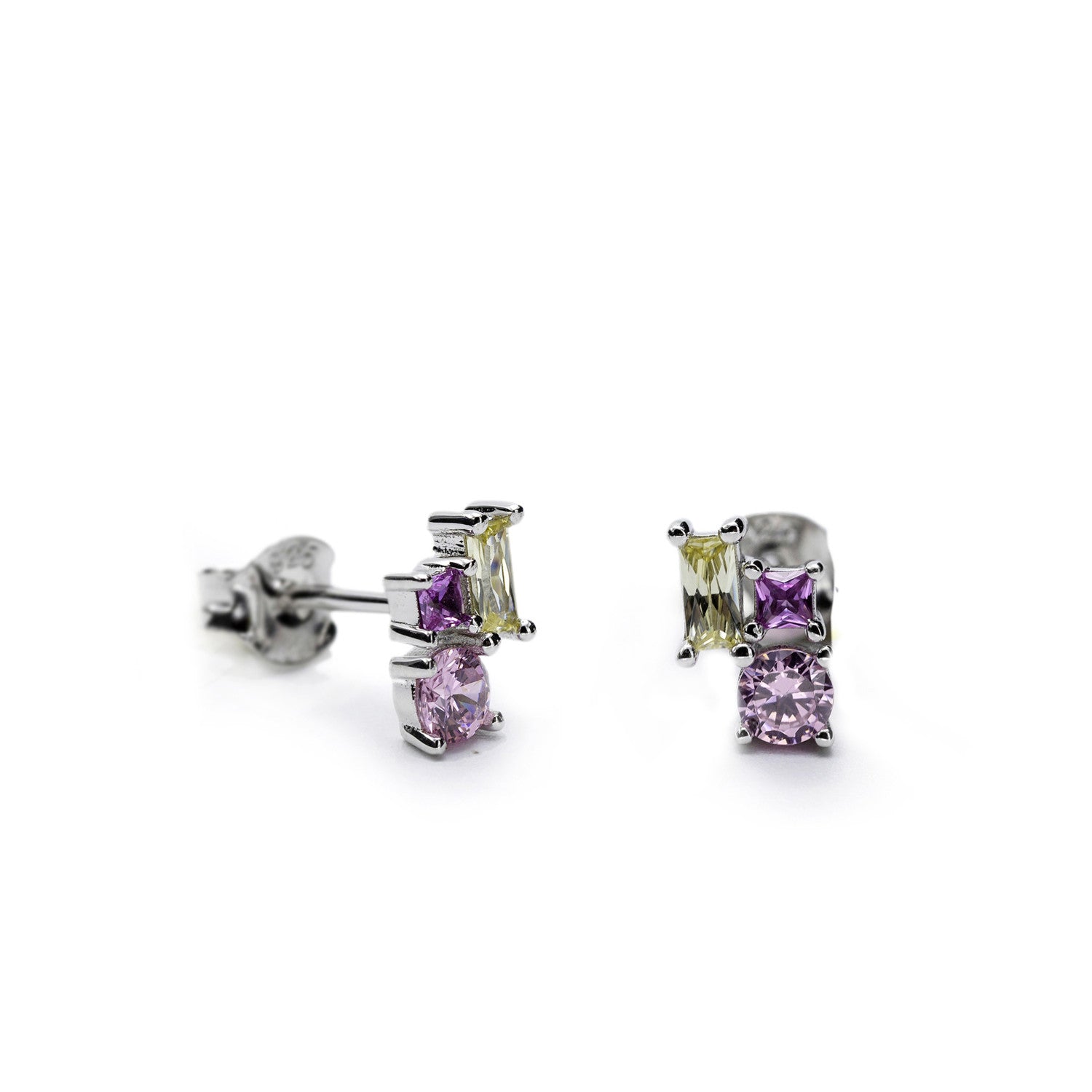 Small earrings with pink adamantine quartz