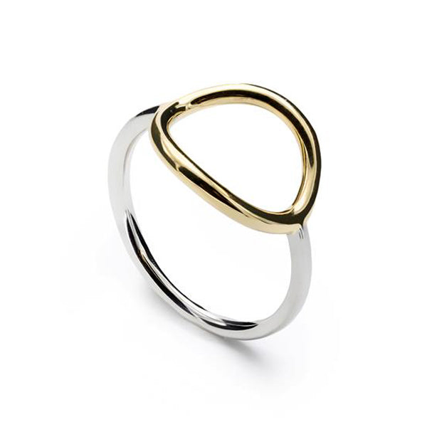 Anillos de plata diseño fino con motivo circular dorado