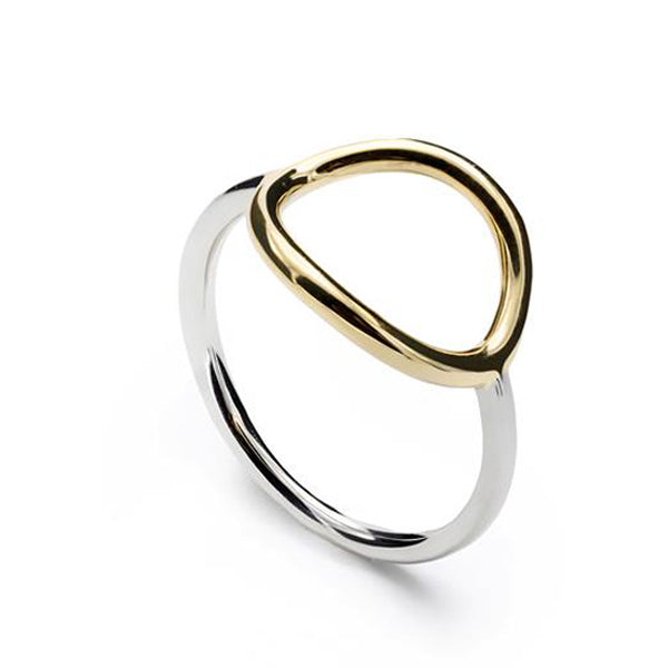 Anillos de plata diseño fino con motivo circular dorado