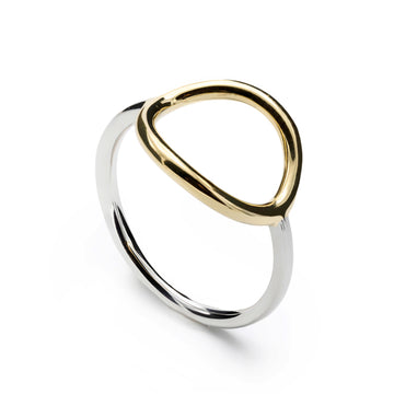 Anillos de plata diseño fino con motivo circular dorado