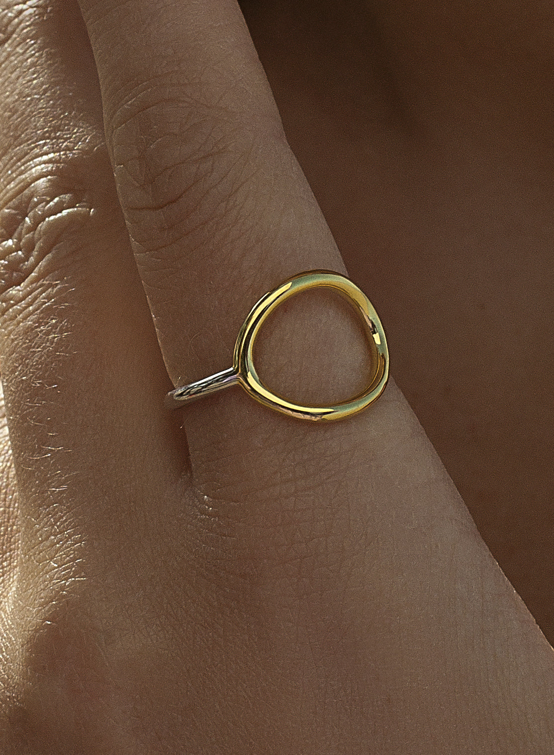 Anillos de plata diseño fino con motivo circular dorado