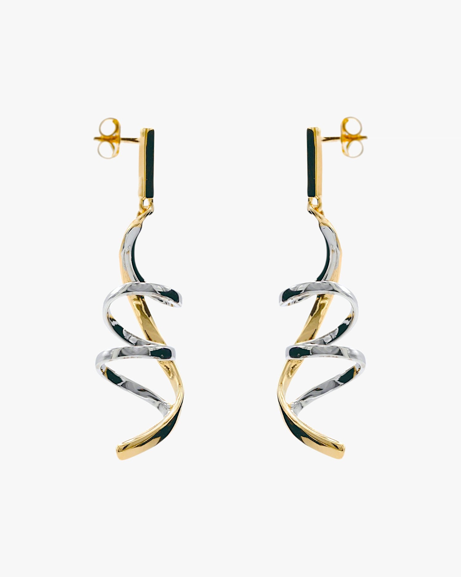 Pendientes originales bicolores diseño tirabuzón