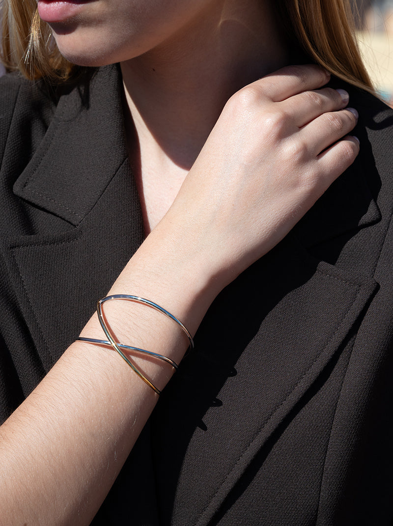 Bicolor silver bicolor bracelet in golden color