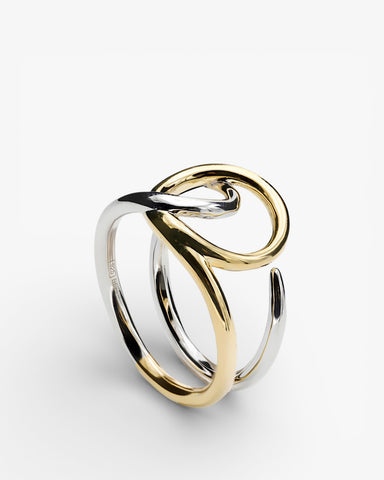 Open design double rail bicolor rings