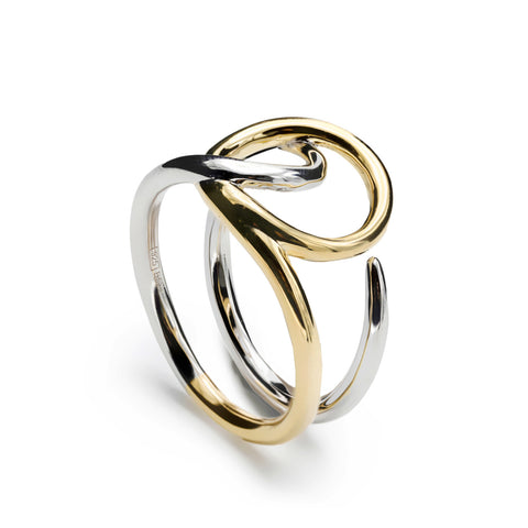 Anillos de diseño abierto doble carril bicolor