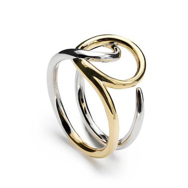 Anillos de diseño abierto doble carril bicolor