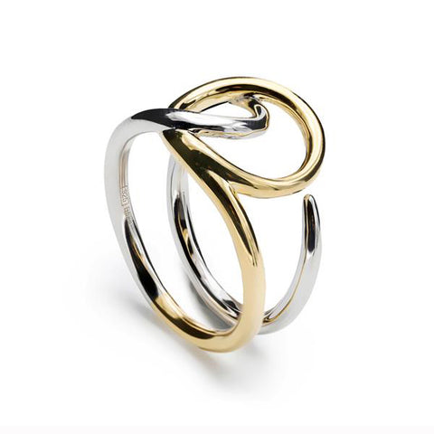 Anillos de diseño abierto doble carril bicolor