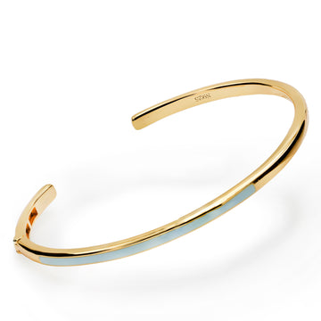 Pulsera esclava diseño esmalte color azul bañada en oro