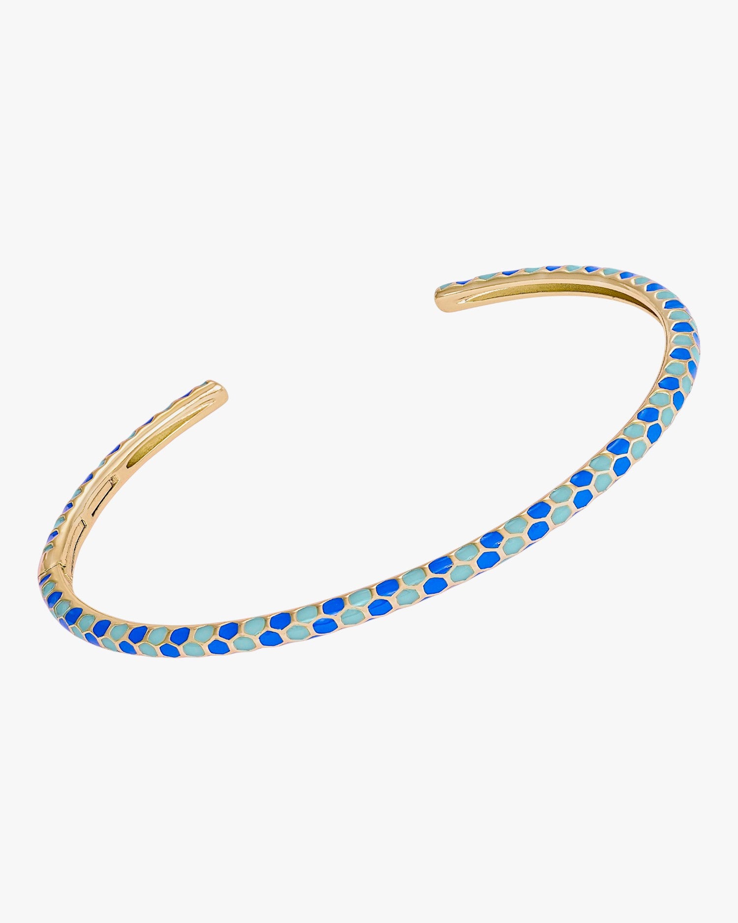 Bracelet d'esclave en argent émaillé au design rétro