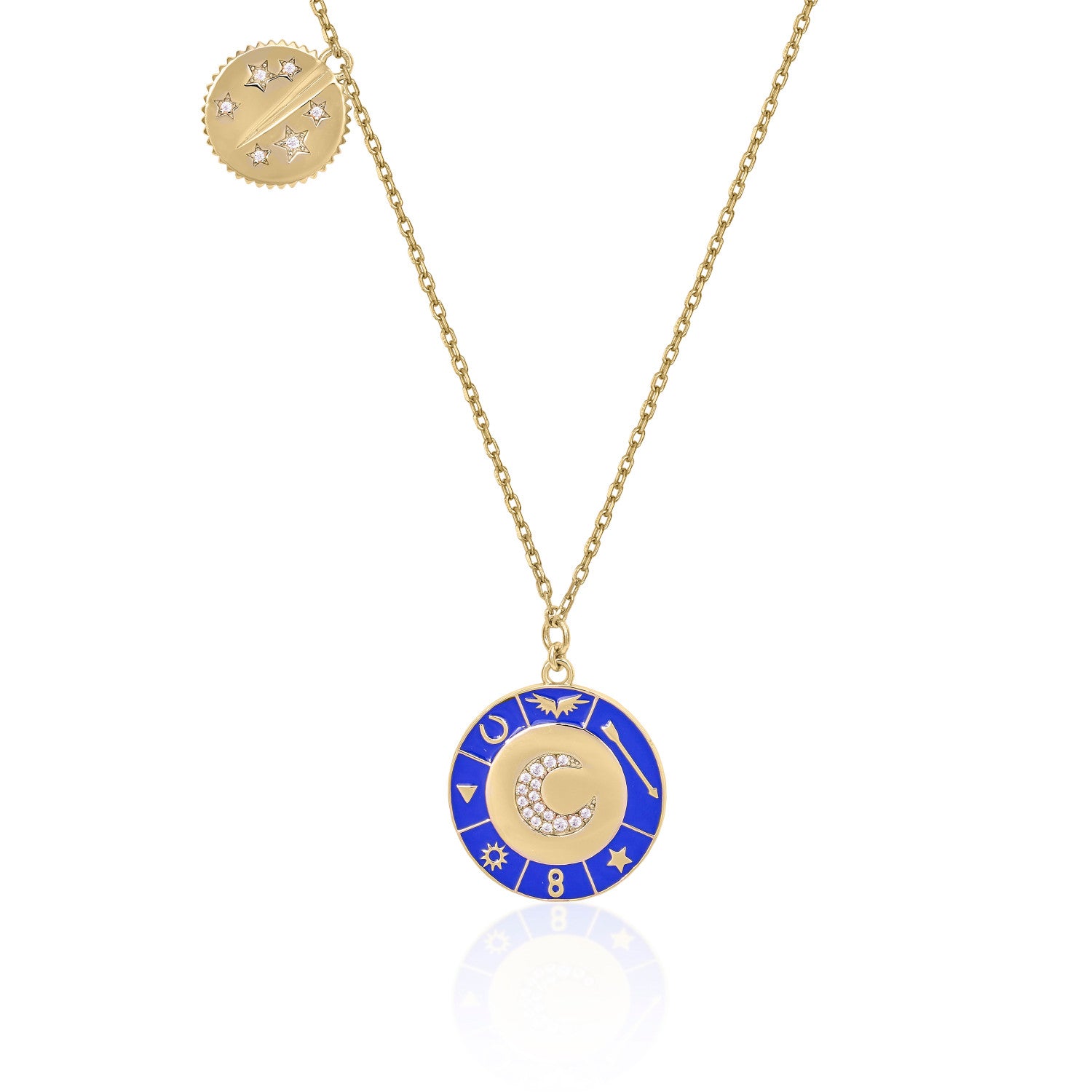 Collar de plata baño dorado diseño medalla con esmalte