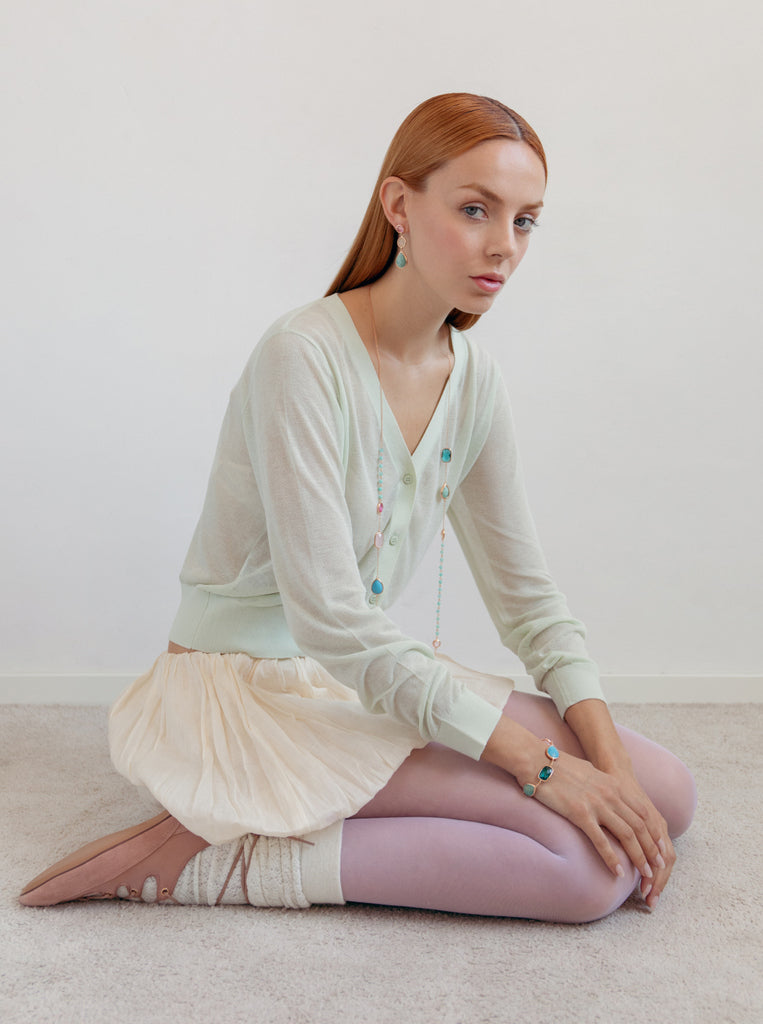 Boucles d'oreilles longues en pierre naturelle, motif à mors