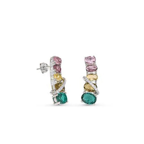 Boucles d'oreilles verticales en pierre colorée