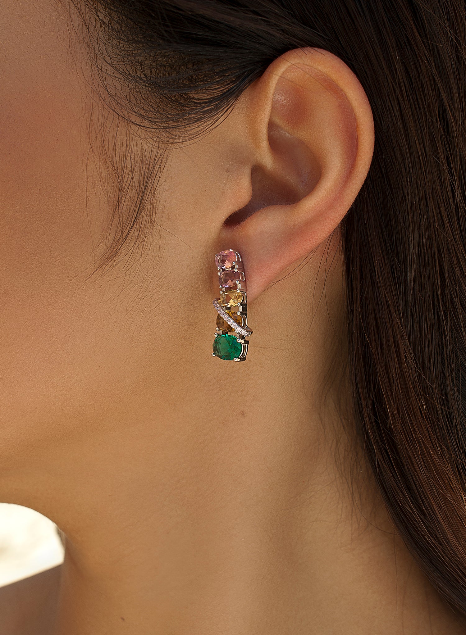 Pendientes de piedras de colores diseño vertical