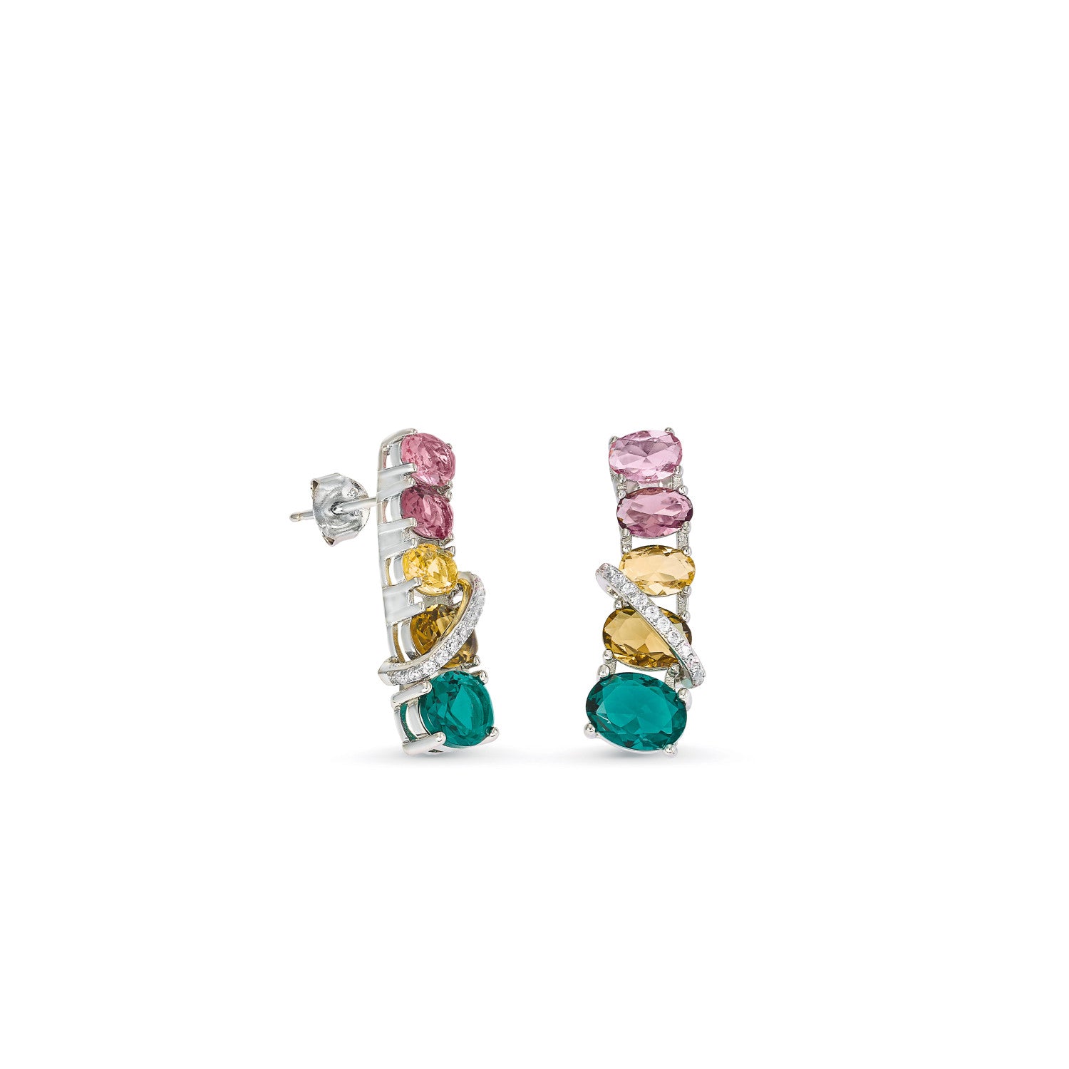 Boucles d'oreilles verticales en pierre colorée