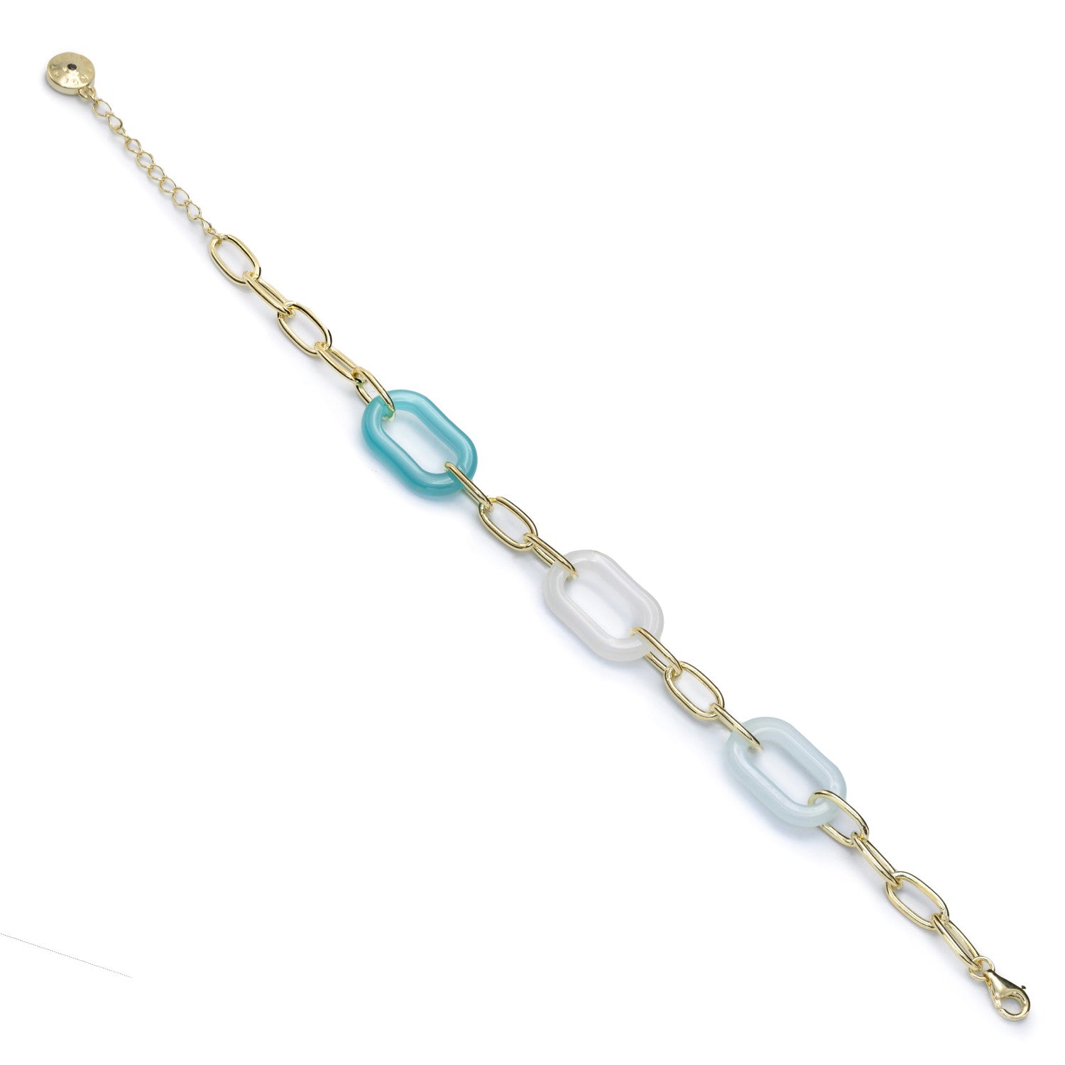 Bracelet with silver links combined with resin links