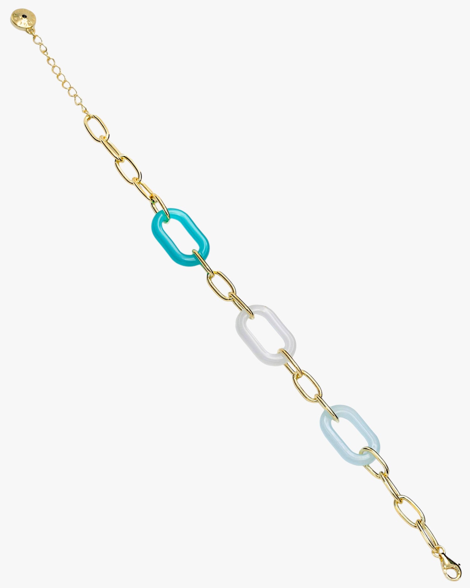 Bracelet with silver links combined with resin links