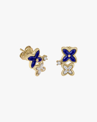 Pendientes pequeños diseño de flor compuestos por gemas