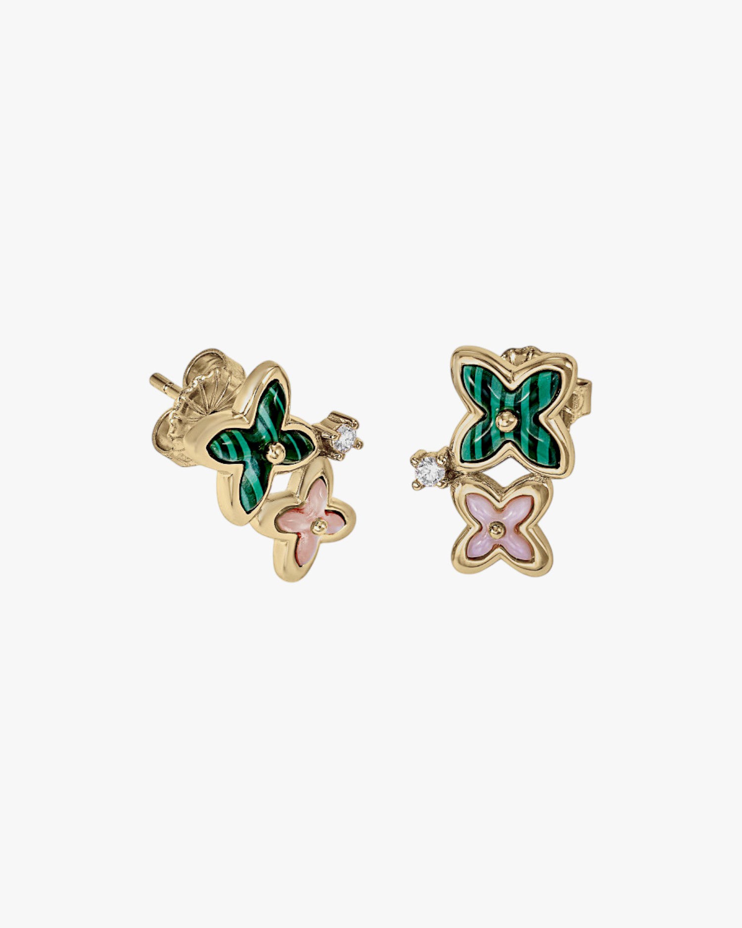 Pendientes pequeños diseño de flor compuestos por piedras