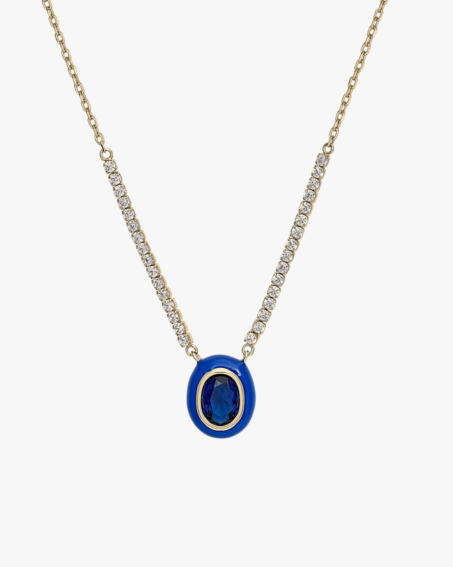 Collares con piedras en plata diseño esmalte azul oscuro