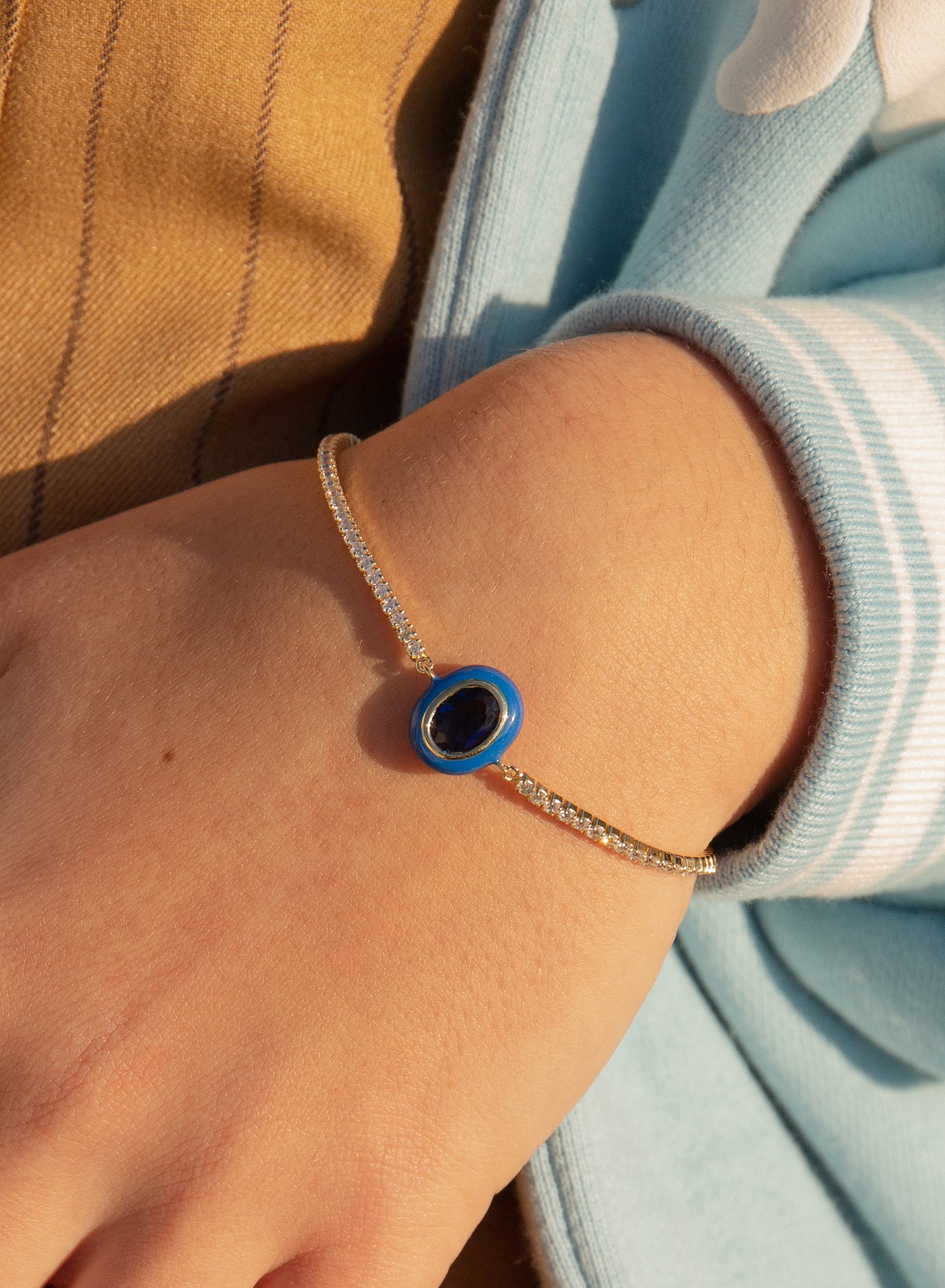 Pulseras con piedras en plata esmalte azul oscuro