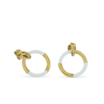 Pendientes originales diseño combinado de esmalte blanco