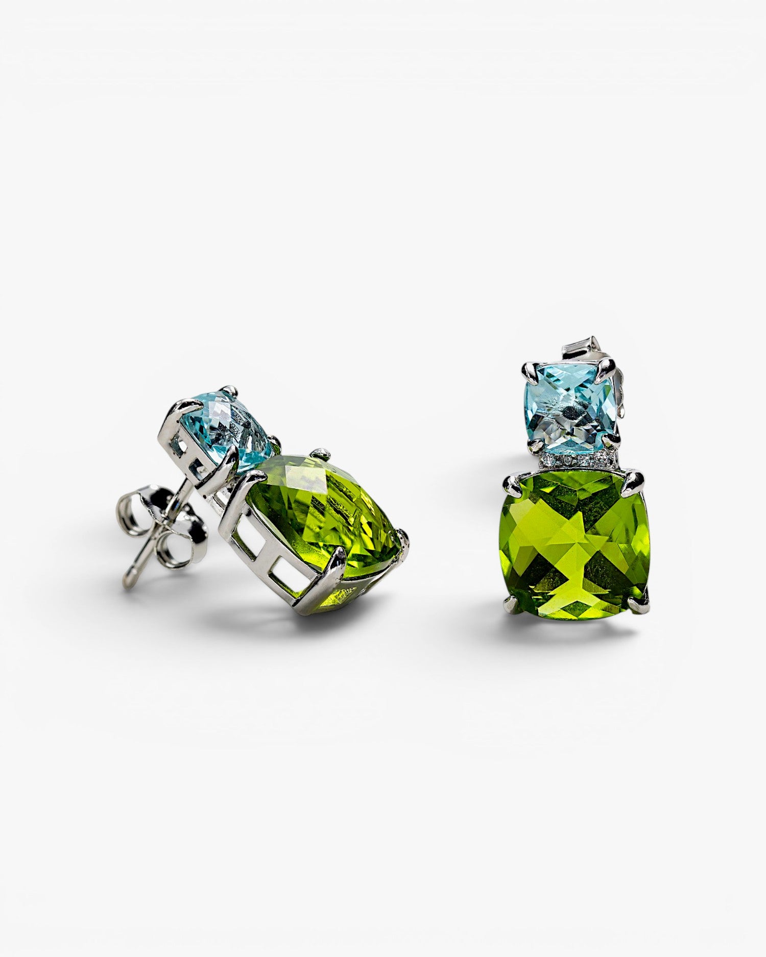 Pendientes de piedras de colores diseño de gemas bicolores