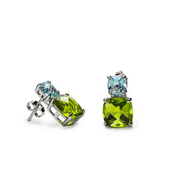 Pendientes de piedras de colores diseño de gemas bicolores