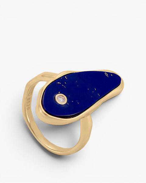 Anillos con piedras diseño irregular de lapislázuli