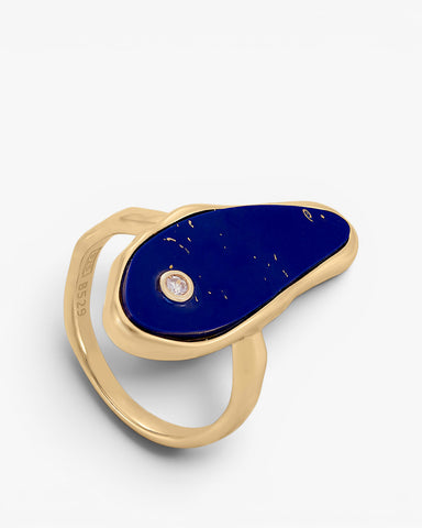 Anillos con piedras diseño irregular de lapislázuli
