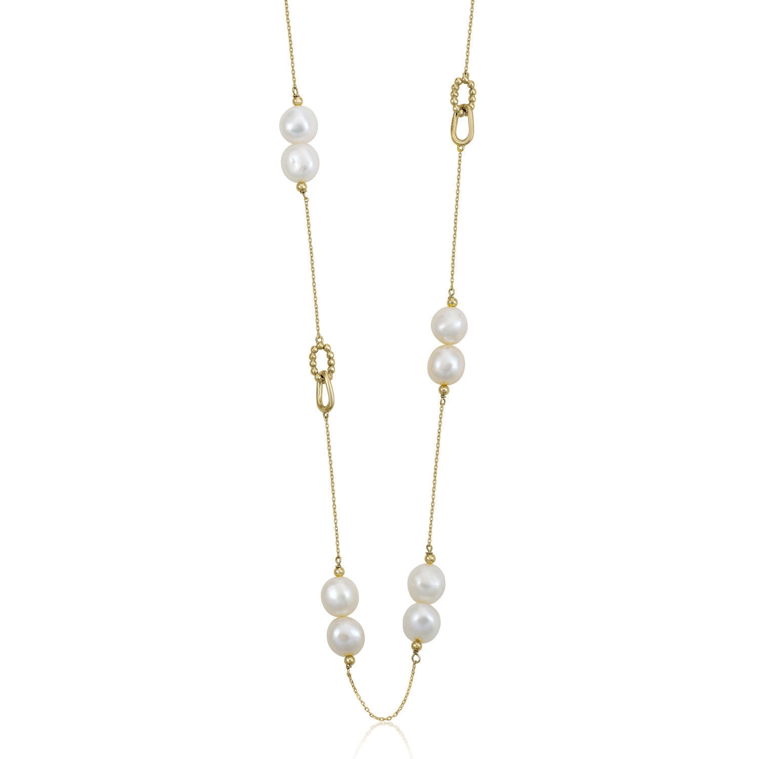 necklaces long design de links gold and pearls