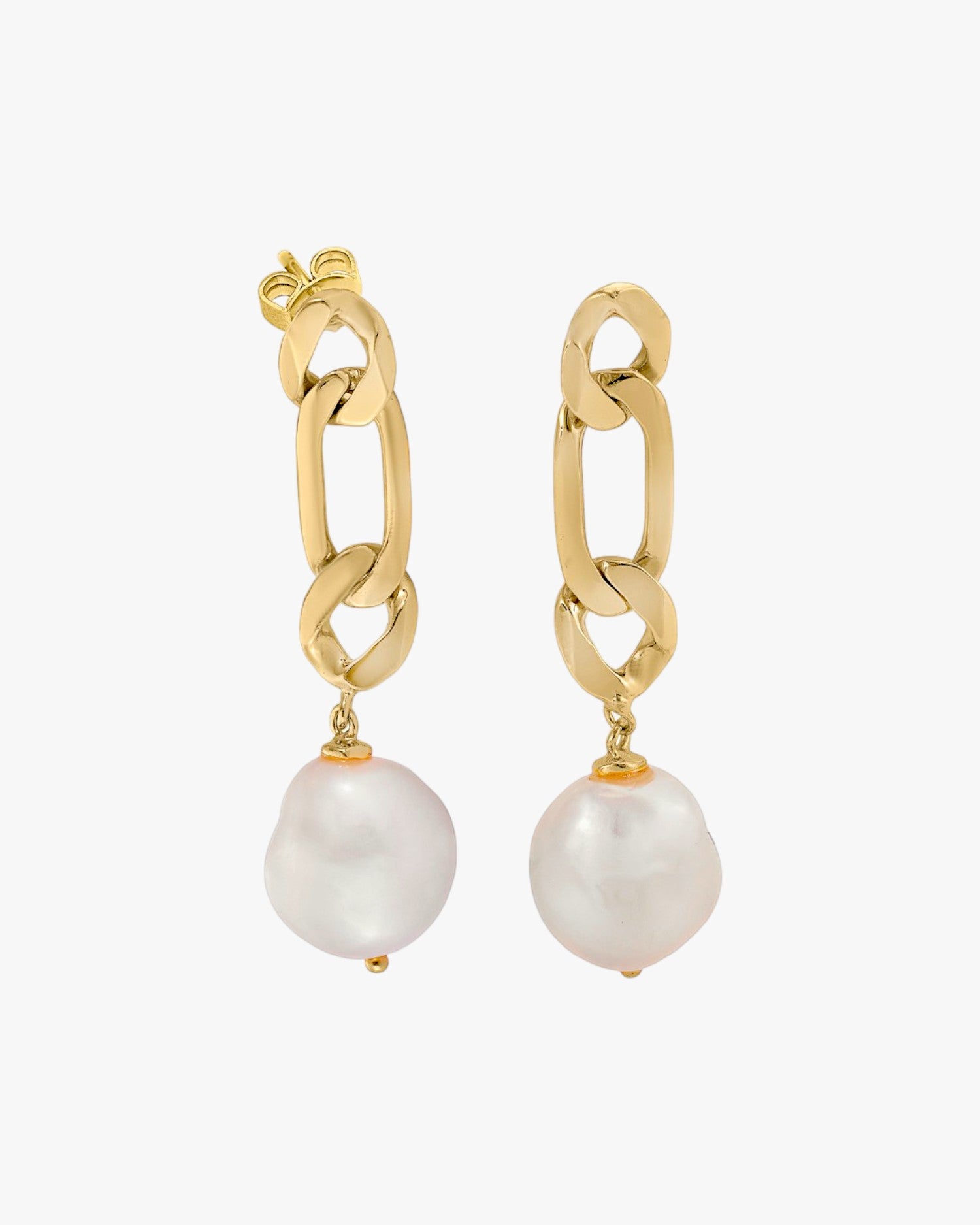 Boucles d'oreilles en perles argentées, motif trombone, plaquées or