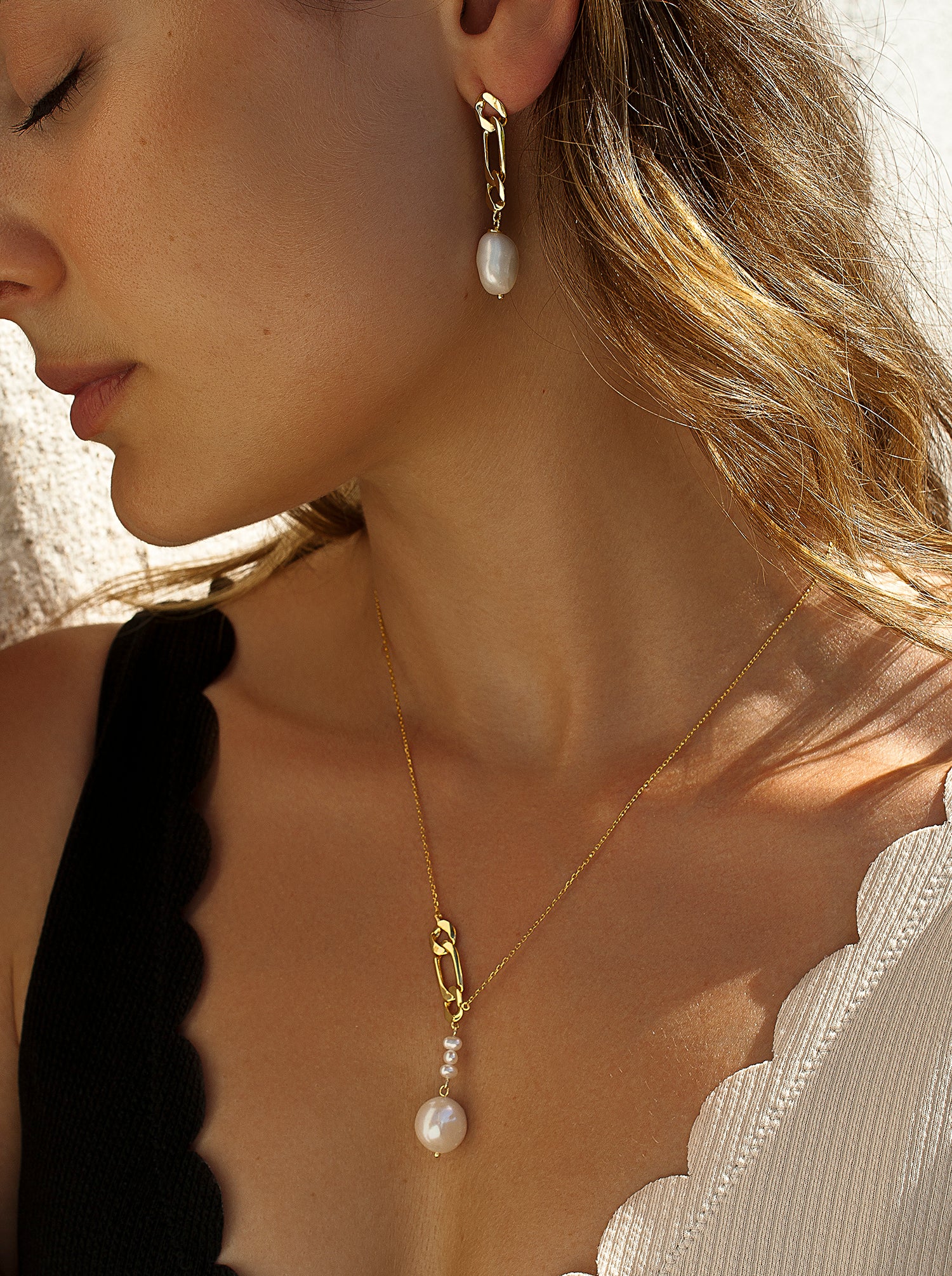 Colgante perlas diseño de eslabones laterales