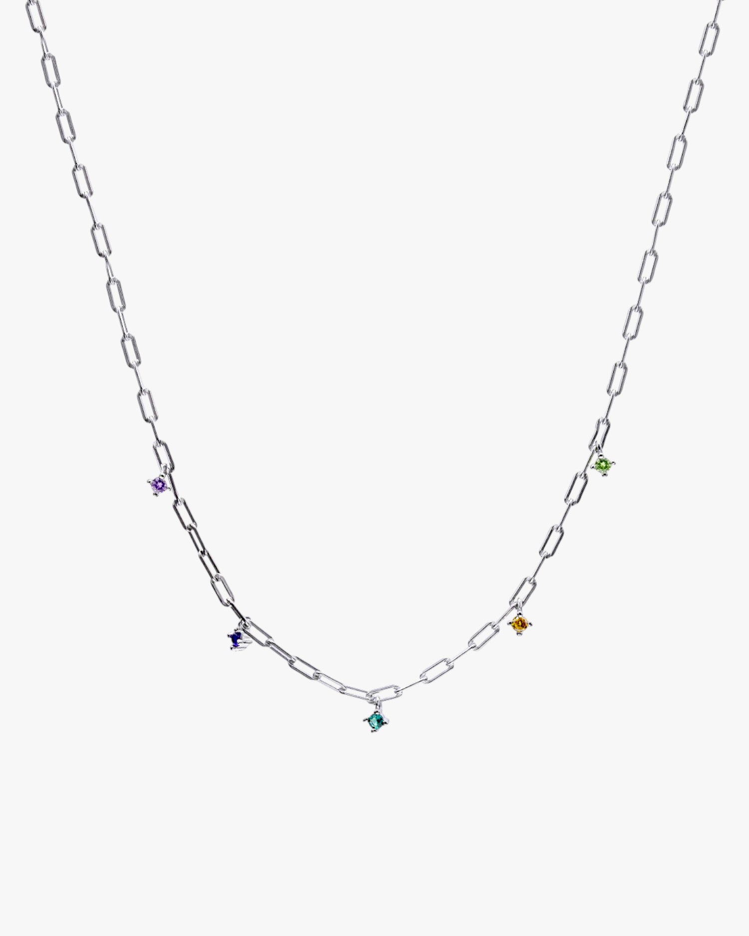 Pendentif en argent avec pendentifs en zircon cubique multicolores