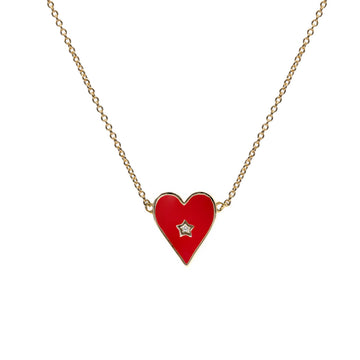 Colgantes pequeños diseño de corazón con esmalte rojo