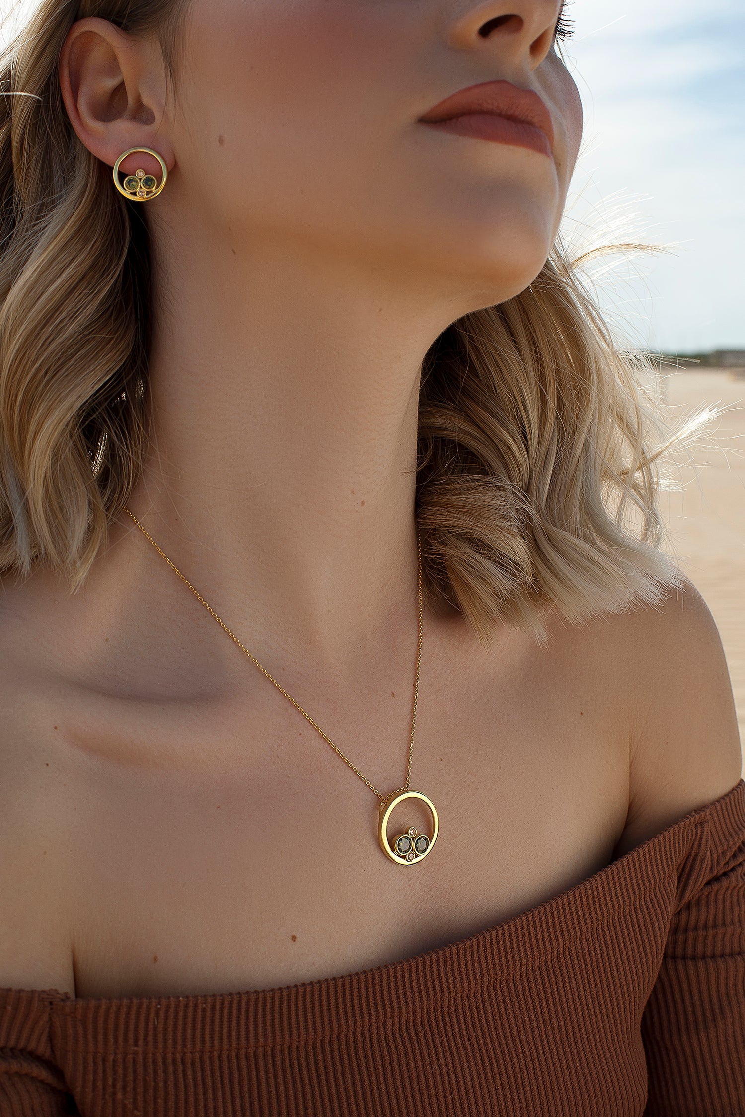 Collares plata originales estilo circular con gemas