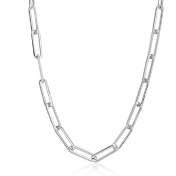 Collar cadena diseño de eslabones plateados