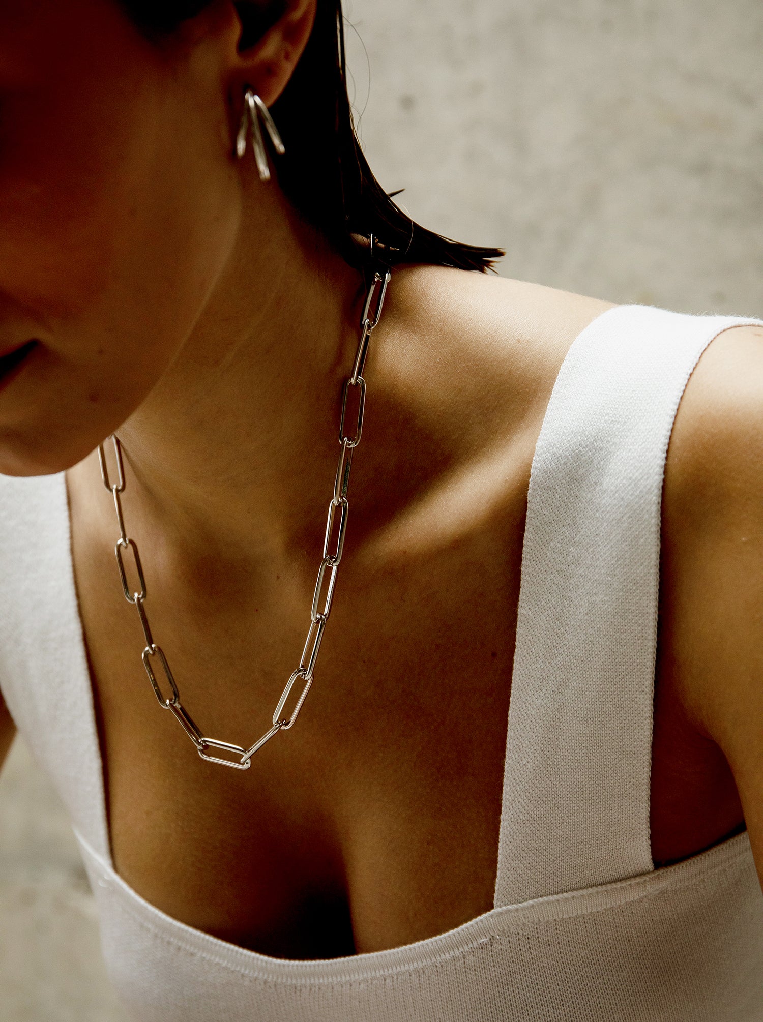 collier chaîne design de maillons argentés