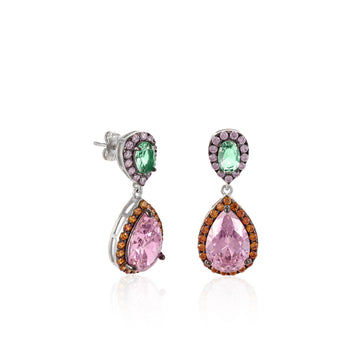 Pendientes de piedras de colores diseño de doble lágrima