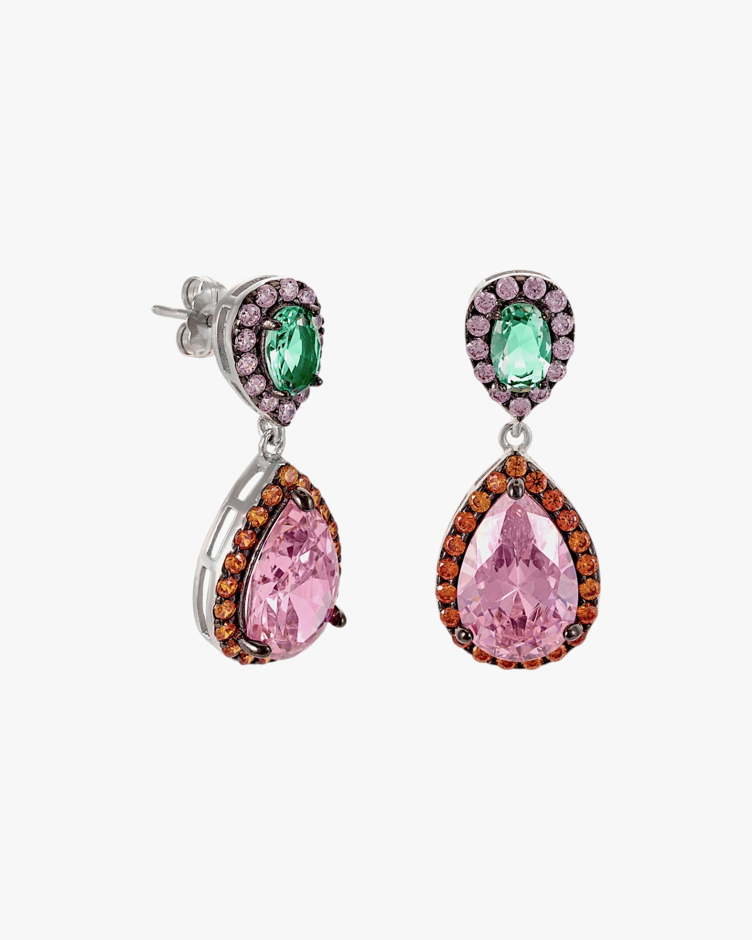 Pendientes de piedras de colores diseño de doble lágrima