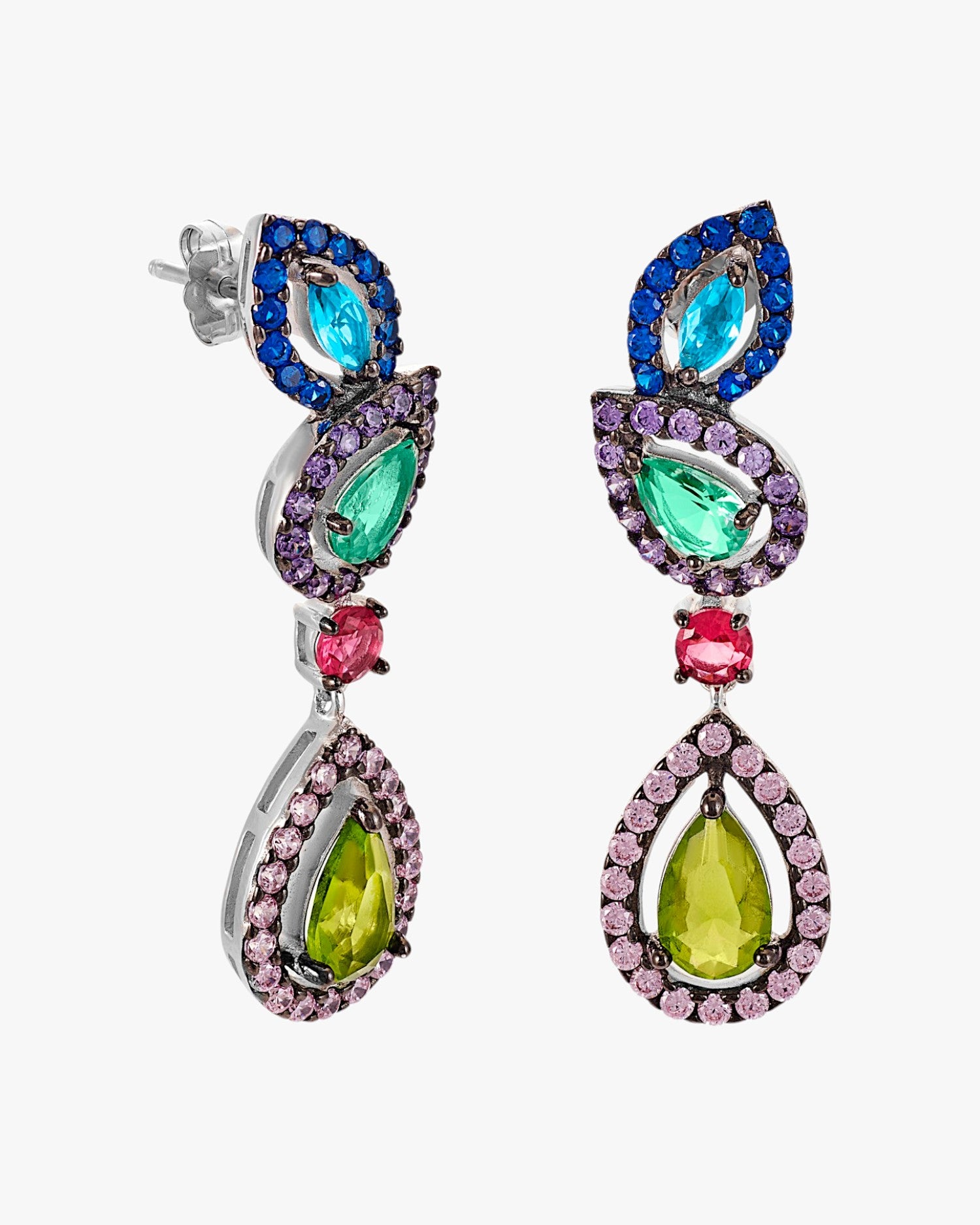 Pendientes de piedras de colores diseño desigual brillantes