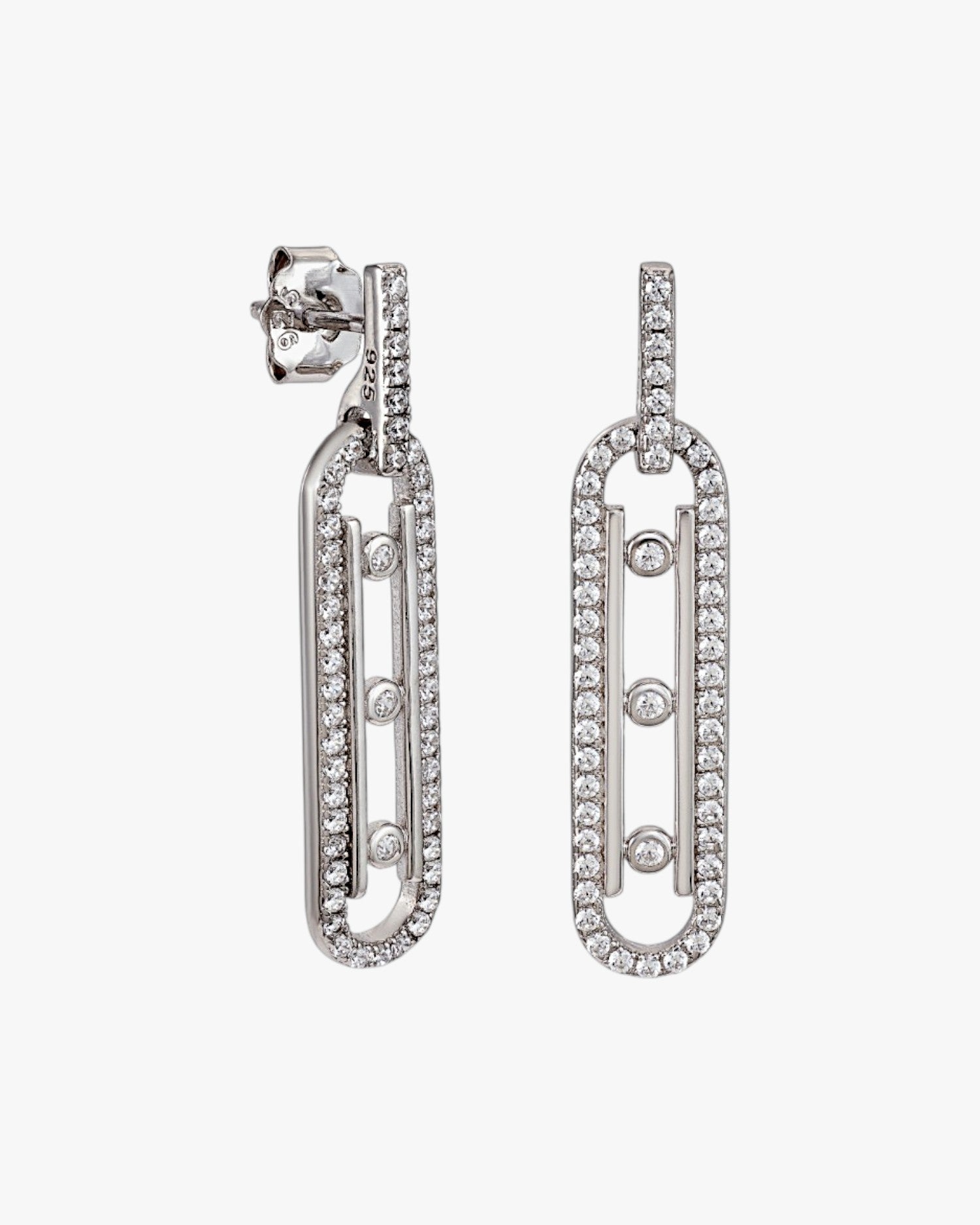 Pendientes originales diseño rectangular de triple circonita