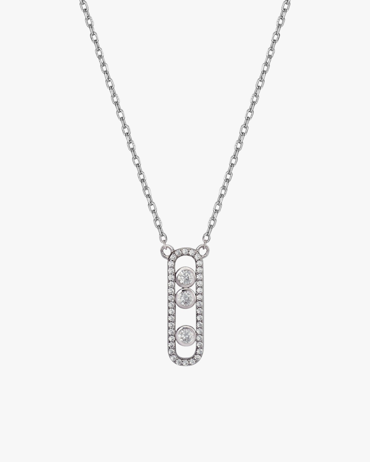 Pendentif étincelant au design vertical et orné de zirconiums cubiques