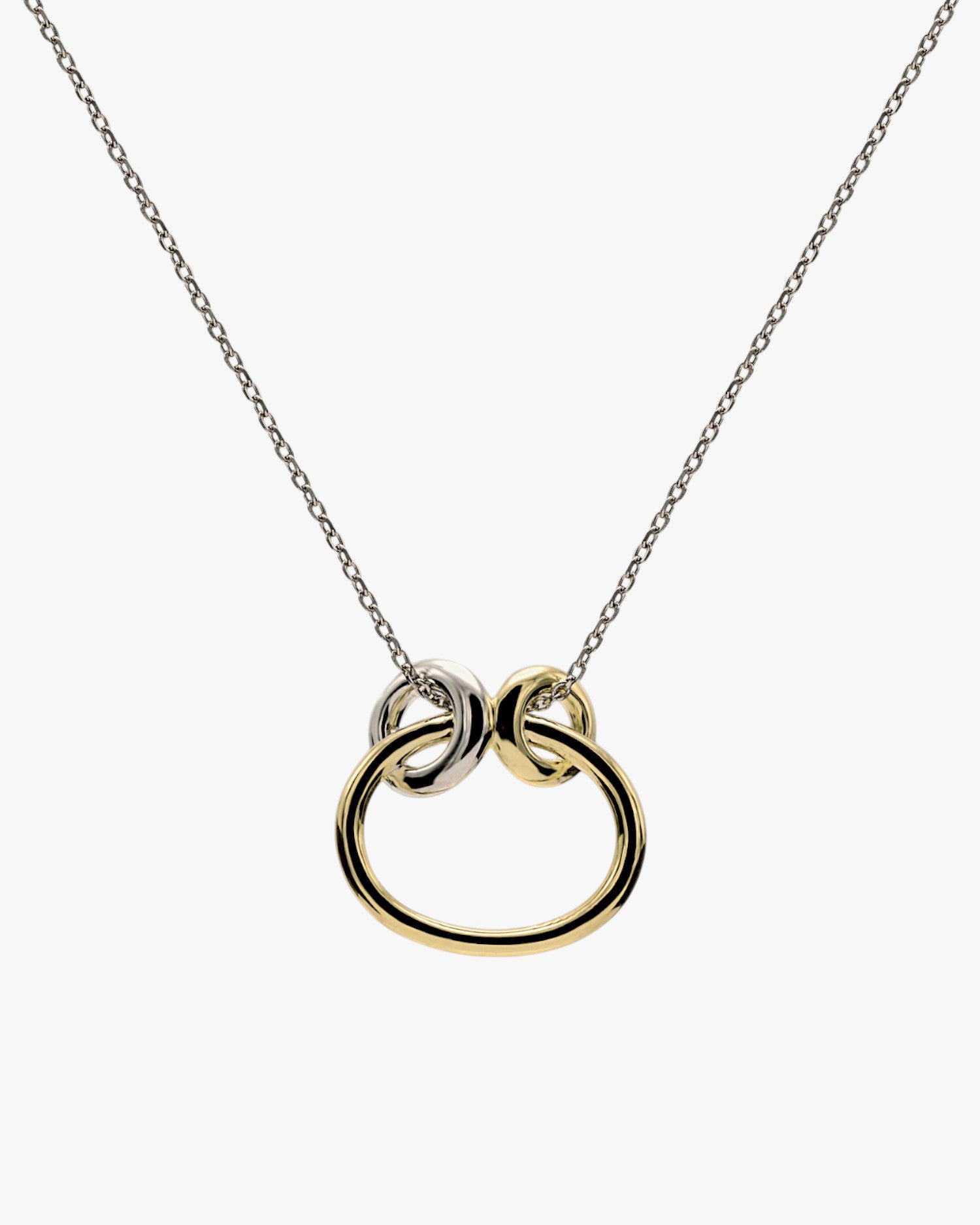 Collares con colgantes diseño aro bañado en oro formado por dos argollas pequeñas en la parte superior