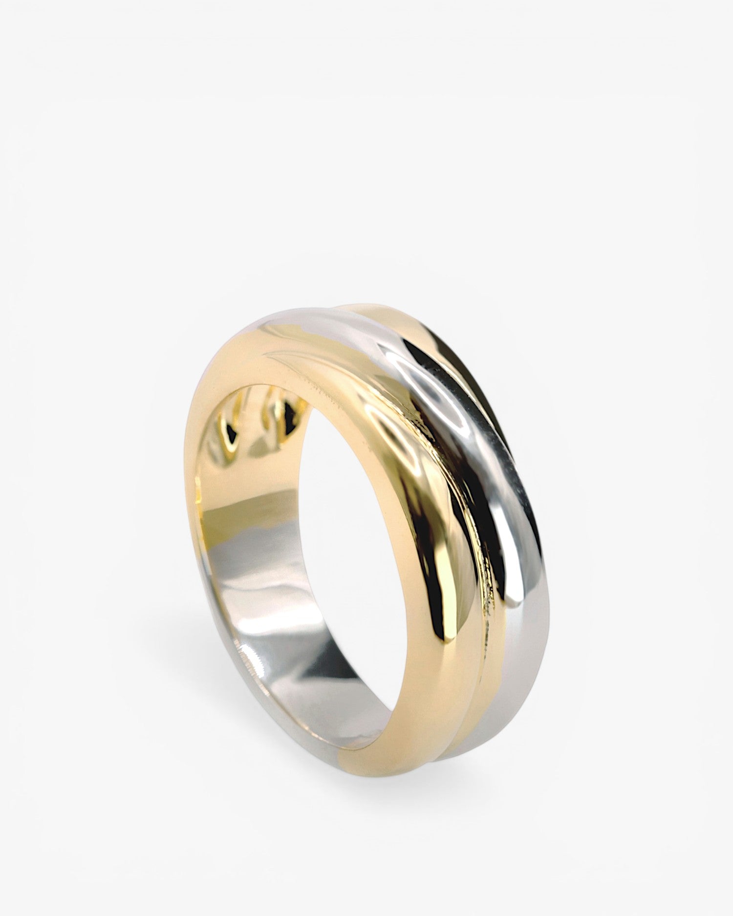 Anillos anchos diseño triple carril bicolor