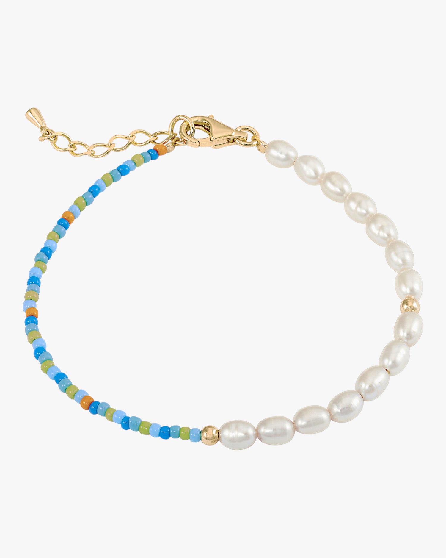 Pulseras perlas con bolas de colores de plata diseño dividido
