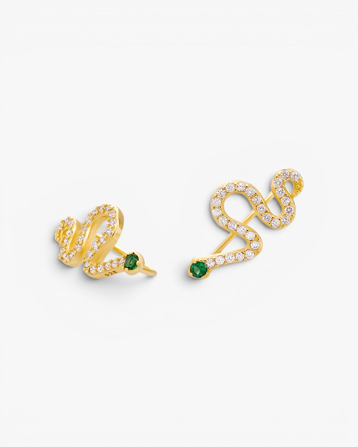 Pendientes trepadores de plata figura de serpiente zig zag