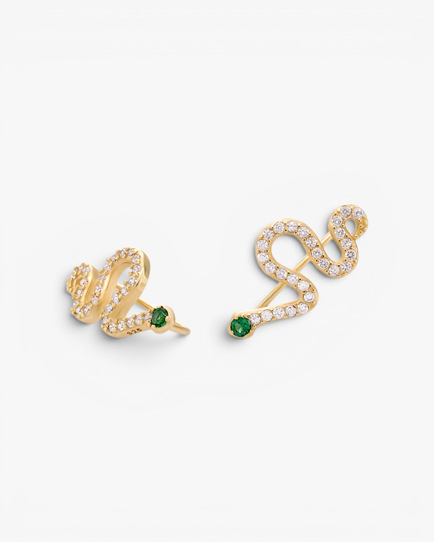 Pendientes trepadores de plata figura de serpiente zig zag