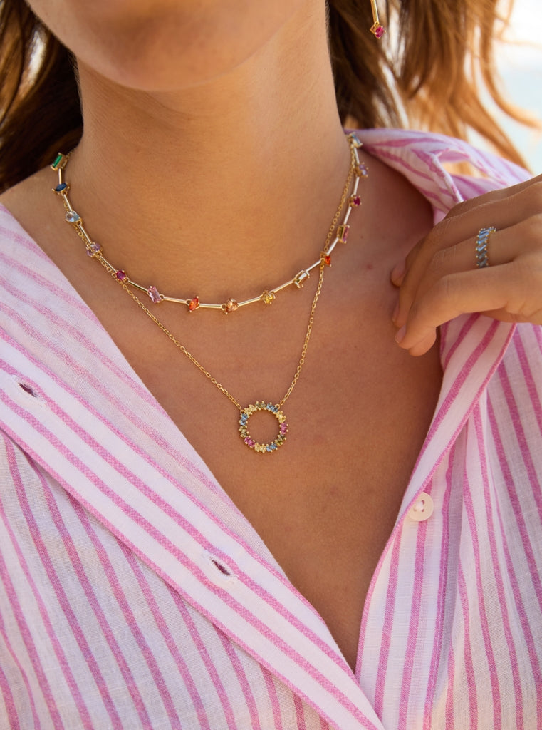 Collares con piedras de colores talla princesa diseño circular