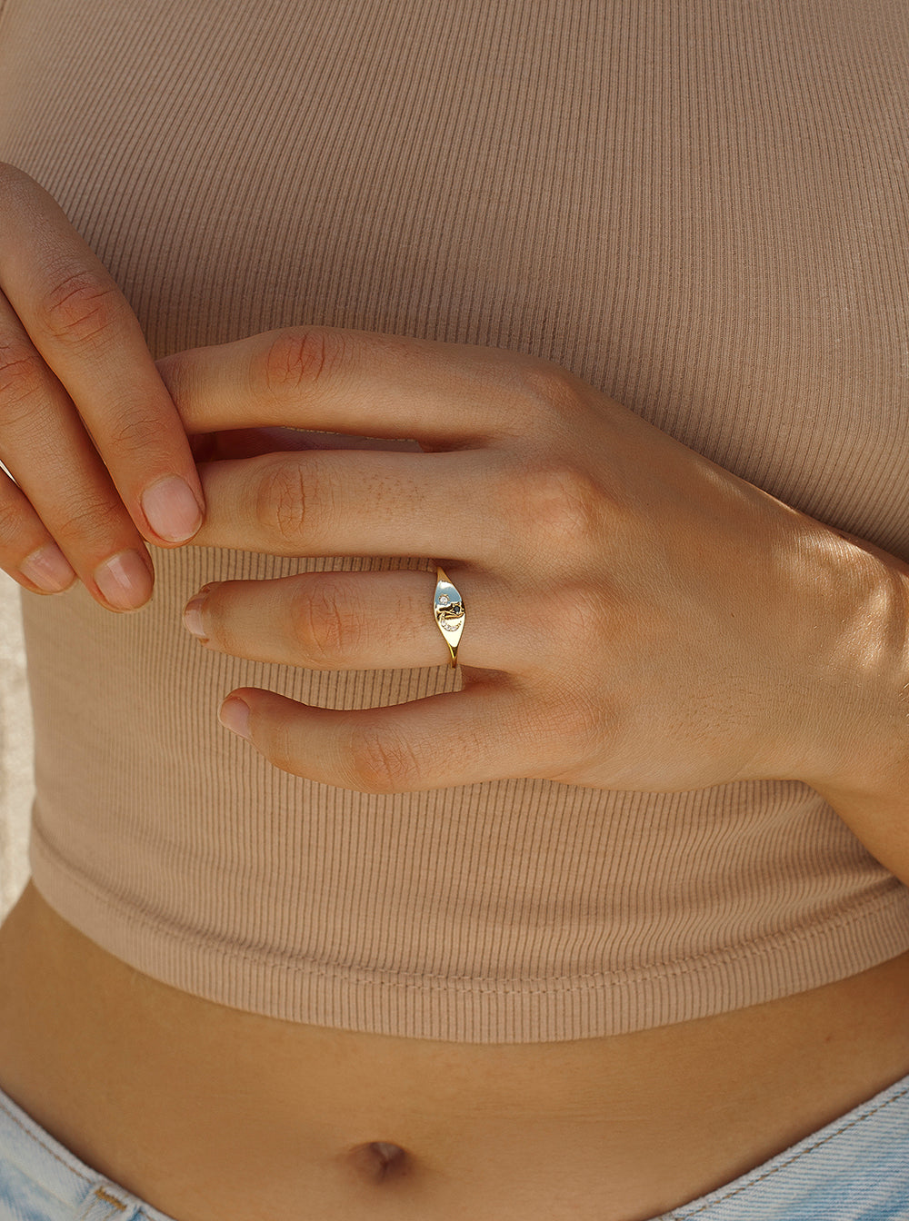 ring silver stamp  motive astral moon motive and stars